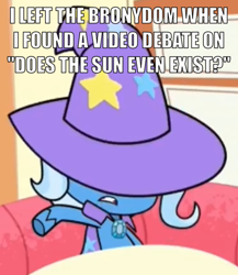 Size: 486x560 | Tagged: safe, edit, edited screencap, screencap, trixie, pony, unicorn, friendship gems, g4, g4.5, my little pony: pony life, brooch, cape, clothes, cropped, female, hat, jewelry, leaving the fandom, mare, solo, trixie's brooch, trixie's cape, trixie's hat