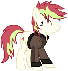 Size: 1024x1070 | Tagged: safe, artist:pegasski, oc, oc only, oc:bonnie, earth pony, pony, g4, clothes, female, jacket, mare, simple background, solo, transparent background