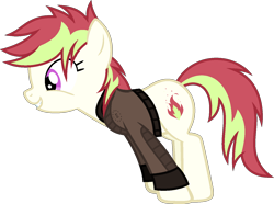Size: 1418x1054 | Tagged: safe, artist:pegasski, oc, oc only, oc:bonnie, earth pony, pony, g4, clothes, female, jacket, mare, simple background, solo, transparent background