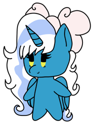 Size: 674x918 | Tagged: safe, artist:frostedgrape, oc, oc:fleurbelle, alicorn, pony, alicorn oc, bow, chibi, female, hair bow, horn, mare, simple background, transparent background, wings, yellow eyes