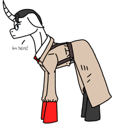 Size: 672x753 | Tagged: safe, artist:agdapl, oc, oc only, pony, unicorn, clothes, crossover, glasses, horn, male, medic, medic (tf2), ponified, simple background, solo, species swap, stallion, talking, team fortress 2, transparent background