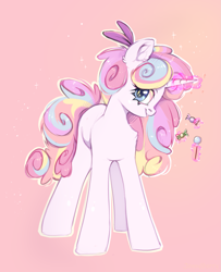Size: 1233x1518 | Tagged: safe, artist:jennyberry, oc, pony, unicorn, candy, ear fluff, fluffy, food, lollipop, magic, magic aura, pink background, simple background, sketch, sparkles