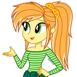 Size: 1448x1448 | Tagged: safe, artist:skyfallfrost, oc, oc only, oc:orange, equestria girls, g4, clothes, female, shirt, simple background, solo, transparent background