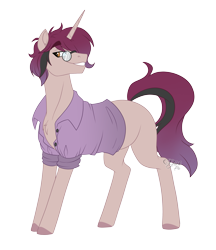 Size: 3449x4000 | Tagged: safe, artist:jack-pie, oc, oc only, oc:magnus, pony, unicorn, clothes, glasses, high res, horn, male, shirt, simple background, smiling, solo, stallion, transparent background, unicorn oc