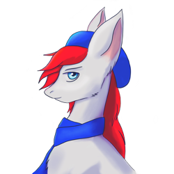 Size: 2480x2480 | Tagged: safe, artist:wingtip, oc, oc only, oc:apex soundwave, earth pony, pony, aside glance, bust, earth pony oc, high res, looking at you, male, simple background, smiling, smirk, solo, stallion, transparent background
