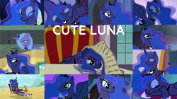 Size: 1280x719 | Tagged: safe, edit, edited screencap, editor:quoterific, screencap, princess luna, alicorn, pony, a royal problem, between dark and dawn, bloom & gloom, do princesses dream of magic sheep, for whom the sweetie belle toils, friendship is magic, g4, luna eclipsed, princess spike, princess twilight sparkle (episode), season 1, season 3, season 7, season 9, sleepless in ponyville, the last problem, to where and back again, twilight's kingdom, alternate hairstyle, beach chair, chair, crossed legs, cute, eyes closed, female, grin, lunabetes, night, one eye closed, s1 luna, sad, sleeping, smiling, solo, wink