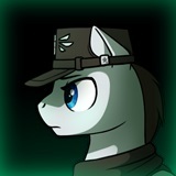 Size: 160x160 | Tagged: safe, artist:dipfanken, oc, oc only, pegasus, pony, fallout equestria, game: fallout equestria: remains, bust, cropped, enclave, game screencap, gradient background, profile, solo