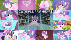 Size: 1280x721 | Tagged: safe, edit, edited screencap, editor:quoterific, screencap, carrot top, golden harvest, goldengrape, princess cadance, princess flurry heart, shining armor, sir colton vines iii, alicorn, pony, a flurry of emotions, g4, road to friendship, season 6, season 7, the crystalling, the times they are a changeling, crib, crying, cute, diaper, flurrybetes, flying, hiding behind wing, hoof sucking, horns, one eye closed, puffy cheeks, solo focus, swaddled, wings, wink