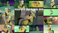 Size: 1280x721 | Tagged: safe, edit, edited screencap, editor:quoterific, screencap, daring do, pegasus, pony, daring don't, daring done?, daring doubt, g4, read it and weep, season 2, season 4, season 6, season 7, season 9, stranger than fan fiction, clothes, cute, daring dorable, female, flashlight (object), letterboxing, mare, rings of scorchero