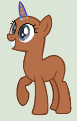 Size: 294x462 | Tagged: safe, artist:alari1234-bases, oc, oc only, pony, unicorn, g4, the super speedy cider squeezy 6000, bald, base, female, grin, horn, mare, raised hoof, simple background, smiling, solo, unicorn oc