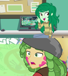 Size: 1920x2160 | Tagged: safe, edit, edited screencap, screencap, sandalwood, wallflower blush, a banner day, equestria girls, equestria girls specials, g4, my little pony equestria girls: better together, my little pony equestria girls: forgotten friendship, computer, female, garden, high res, male, paint, sandalflower, shipping, shipping domino, straight