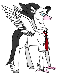Size: 768x1024 | Tagged: safe, artist:agdapl, classical hippogriff, hippogriff, crossover, glasses, hippogriffied, male, medic, medic (tf2), necktie, simple background, solo, species swap, team fortress 2, white background
