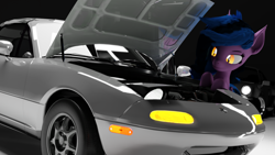 Size: 9600x5400 | Tagged: safe, artist:mrwithered, oc, oc only, bat pony, pony, 3d, absurd file size, absurd resolution, car, female, mare, mazda mx5, solo