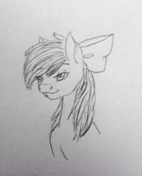 Size: 2448x3027 | Tagged: safe, artist:crazyaniknowit, apple bloom, earth pony, pony, g4, high res, monochrome, solo, traditional art