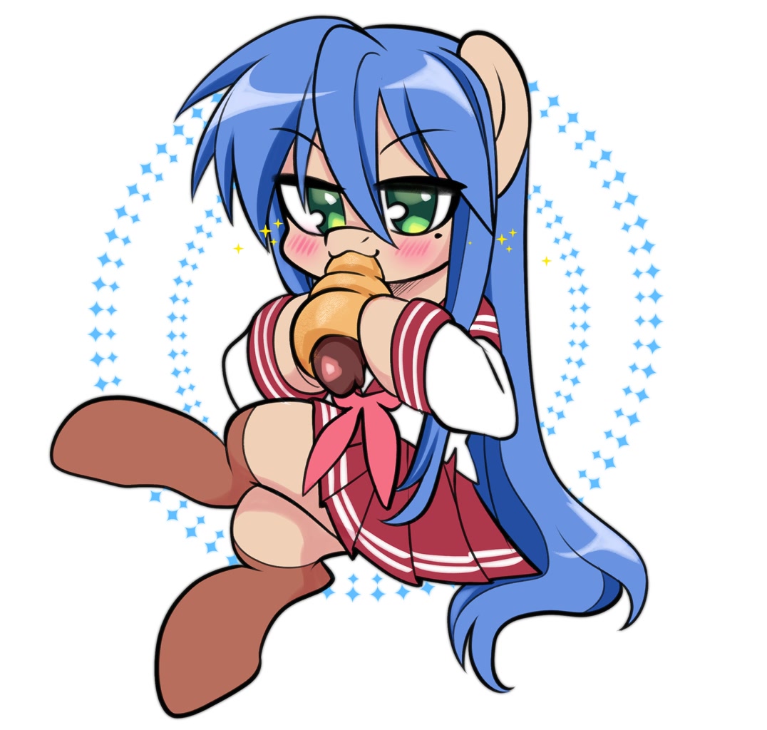 ...earth pony, pony, anime, clothes, cute, female, food, high res, human co...