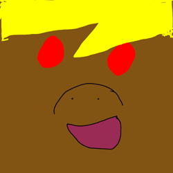 Size: 768x768 | Tagged: safe, artist:funny bones, oc, oc:funny bones, 1000 hours in ms paint, bad at art, close-up, face, female, looking at you, mare, red eyes, smiling
