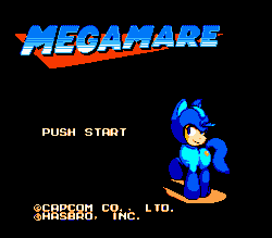 Size: 768x672 | Tagged: safe, artist:biel56789, pony, robot, robot pony, unicorn, 8-bit, animated, game:megamare, looking at you, mega man (series), megamare, megapony, parody, pixel art, ponified, raised hoof, rule 63, rule 85, title screen