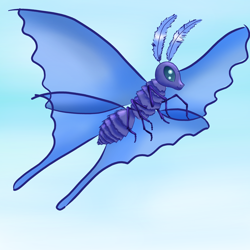 Size: 2000x2000 | Tagged: safe, artist:wingtip, princess luna, insect, moth, g4, female, fluffy, high res, mare, simple background, sky, solo, species swap