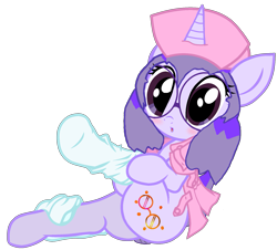 Size: 1897x1718 | Tagged: safe, artist:mellow91, artist:pyruvate, artist:simpleplan4life, oc, oc only, oc:glass sight, pony, unicorn, adorasexy, blushing, butt, clothes, cute, female, glasses, hat, looking at you, mare, nurse, nurse hat, nurse outfit, plot, sexy, simple background, sitting, socks, solo, stockings, thigh highs, transparent background