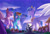 Size: 2000x1372 | Tagged: safe, artist:tsitra360, oc, oc only, oc:david starlyre, oc:fireshy, oc:prince endearment, oc:white night, oc:white night shiningheart, alicorn, earth pony, pegasus, pony, unicorn, alicorn oc, asperger's syndrome, autism, autism spectrum disorder, building, caretaker, cutie mark, earth pony oc, eyes closed, giant pony, grass, horn, house, lineart, looking down, macro, male, male alicorn, mega giant, neurodivergent, neurotypical, open mouth, pegasus oc, spread wings, stallion, statue, town, unicorn oc, village, wings