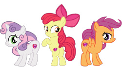 Size: 2549x1409 | Tagged: safe, artist:gmaplay, apple bloom, scootaloo, sweetie belle, earth pony, pegasus, pony, unicorn, g4, bloom butt, booty mark crusaders, butt, cutie mark, cutie mark crusaders, plot, raised tail, scootabutt, simple background, sweetie butt, tail, the cmc's cutie marks, transparent background, trio