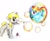 Size: 3213x2617 | Tagged: safe, artist:liaaqila, derpy hooves, rainbow dash, pegasus, pony, g4, blowing bubbles, bubble, chest fluff, commission, confused, cute, dashabetes, derpabetes, duo, duo female, ear fluff, female, fluffy, frown, high res, in bubble, leg fluff, mare, mouth hold, shrunken pupils, simple background, smiling, stuck, traditional art, white background, wide eyes, wing fluff