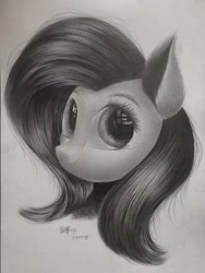 Size: 1080x1440 | Tagged: safe, artist:henry forewen, fluttershy, pony, g4, bust, cute, monochrome, shyabetes, sketch, solo, traditional art