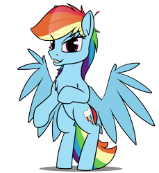 Size: 4400x4800 | Tagged: safe, artist:dacaoo, rainbow dash, pegasus, pony, g4, absurd resolution, bipedal, chest fluff, grin, simple background, smiling, solo, transparent background