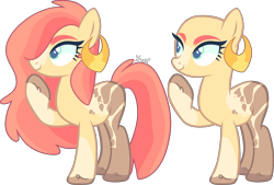Size: 4728x3199 | Tagged: safe, artist:kurosawakuro, oc, oc only, earth pony, pony, bald, base used, ear piercing, earring, female, jewelry, magical threesome spawn, mare, multiple parents, offspring, parent:big macintosh, parent:fluttershy, parent:tree hugger, piercing, simple background, solo, transparent background