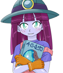 Size: 1280x1480 | Tagged: safe, alternate version, artist:batipin, kimberlite, equestria girls, g4, book, clothes, female, freckles, gloves, japanese, simple background, solo, transparent background