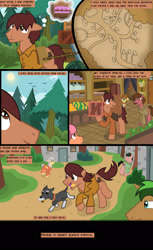 Size: 1280x2098 | Tagged: safe, artist:mr100dragon100, oc, oc:thomas the wolfpony, bird, dog, earth pony, pony, comic:a king's journey home, boxes, comic, forest, map, store, tongue out