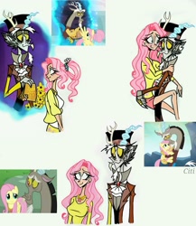 Size: 1747x2015 | Tagged: safe, artist:citi, screencap, discord, fluttershy, human, g4, keep calm and flutter on, the last problem, to where and back again, butt touch, female, hand on butt, humanized, male, older, older fluttershy, portal, scene interpretation, screencap reference