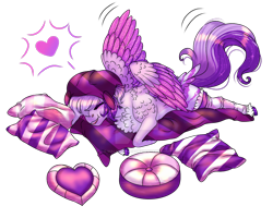 Size: 1024x818 | Tagged: safe, artist:malinraf1615, oc, oc only, pegasus, pony, female, mare, pillow, simple background, solo, transparent background