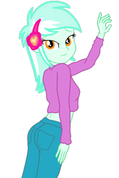 Size: 1215x1818 | Tagged: safe, artist:gmaplay, lyra heartstrings, equestria girls, g4, ass, butt, clothes, female, looking at you, lyra hindstrings, simple background, solo, transparent background