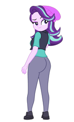 Size: 1187x1950 | Tagged: safe, artist:gmaplay, starlight glimmer, equestria girls, g4, ass, butt, clothes, female, glimmer glutes, looking at you, looking back, simple background, solo, transparent background