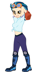 Size: 1215x2062 | Tagged: safe, artist:gmaplay, indigo zap, equestria girls, g4, baseball, baseball glove, front knot midriff, goggles, midriff, simple background, solo, sports, sports outfit, sporty style, transparent background