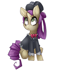 Size: 1488x1626 | Tagged: safe, artist:starlightspark, oc, oc only, oc:hourglass, pony, unicorn, crisis equestria, bowtie, clothes, eyeshadow, female, filly, hat, horn, makeup, simple background, solo, top hat, transparent background, tuxedo, unicorn oc