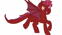Size: 4096x2304 | Tagged: safe, artist:sketchthewitch, dracony, dragon, hybrid, pony, grin, smiling, solo, spread wings, wings