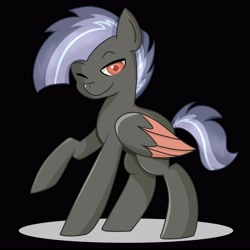 Size: 4096x4096 | Tagged: safe, artist:sketchthewitch, bat pony, pony, looking at you, one eye closed, smiling, solo, wink