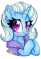 Size: 2867x4096 | Tagged: safe, artist:splashofsweet, trixie, pony, g4, chest fluff, ear fluff, female, heart eyes, lesbian pride flag, looking at you, pride, pride flag, smiling, solo, trans female, trans trixie, transgender, transgender pride flag, wingding eyes
