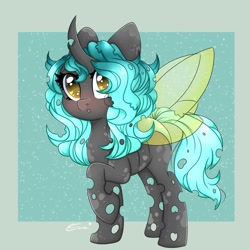 Size: 2000x2000 | Tagged: safe, artist:splashofsweet, oc, oc only, changeling, pony, high res, solo, sparkles, spread wings, wings