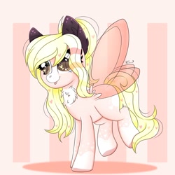 Size: 2000x2000 | Tagged: safe, artist:splashofsweet, oc, oc only, pony, :p, butterfly wings, chest fluff, heart, high res, raspberry, solo, tongue out, wings