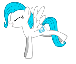 Size: 468x397 | Tagged: safe, artist:akip-chan, oc, pegasus, pony, blue mane, cutie mark, eyelashes, eyes closed, meta, open mouth, ponified, twitter, twitter logo, wings