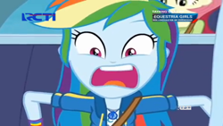 Size: 1920x1080 | Tagged: safe, edit, edited screencap, screencap, rainbow dash, equestria girls, equestria girls specials, g4, my little pony equestria girls: better together, my little pony equestria girls: rollercoaster of friendship, 1000 years in photoshop, geode of super speed, indonesia, indonesian, magical geodes, open mouth, rainbow dash is best facemaker, rcti, roller coaster, scaredy dash, screaming, stop the ride, volumetric mouth, wrong aspect ratio