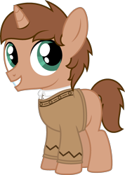 Size: 1787x2504 | Tagged: safe, artist:peternators, oc, oc only, oc:heroic armour, pony, unicorn, g4, clothes, colt, male, simple background, smiling, solo, sweater, transparent background