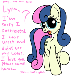 Size: 2000x2000 | Tagged: safe, artist:dafiltafish, bon bon, sweetie drops, earth pony, pony, comic:day by day, g4, dialogue, high res, implied mirror, repetition, simple background, solo, talking to herself, transparent background