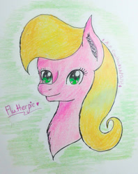 Size: 1536x1935 | Tagged: safe, artist:mudmee-thai, oc, oc only, earth pony, pony, bust, ear fluff, earth pony oc, signature, smiling, solo, traditional art