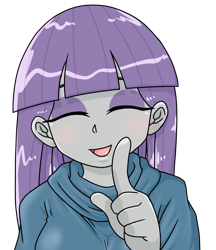 Size: 640x740 | Tagged: safe, alternate version, artist:batipin, maud pie, equestria girls, g4, blushing, cute, eyes closed, female, maudabetes, open mouth, out of character, simple background, smiling, solo, transparent background, when she smiles