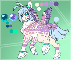 Size: 900x757 | Tagged: safe, artist:malinraf1615, oc, oc only, pegasus, pony, female, magical lesbian spawn, mare, offspring, parent:fluttershy, parent:pinkie pie, parents:flutterpie, reference sheet, solo