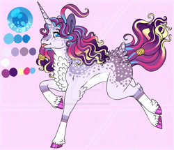 Size: 1024x880 | Tagged: safe, artist:malinraf1615, oc, oc only, pony, unicorn, female, magical lesbian spawn, mare, offspring, parent:pinkie pie, parent:twilight sparkle, parents:twinkie, reference sheet, solo, tongue out
